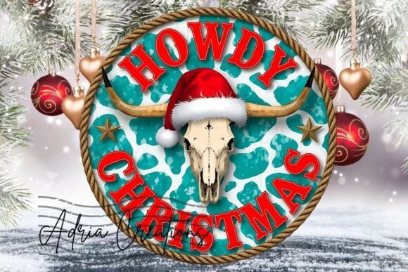 Cow Skull Western Christmas Ornament Png
