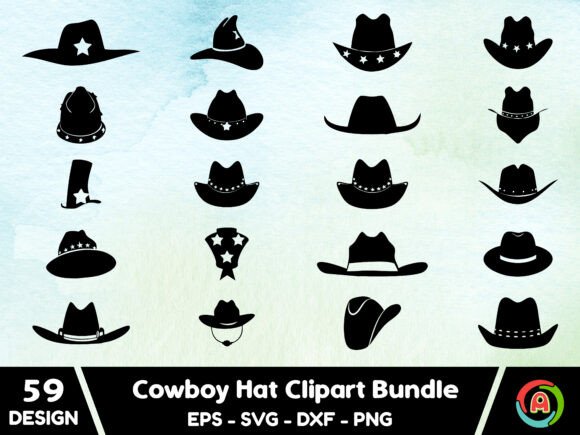 Cowboy Hat Clipart Bundle for Embroidery Projects