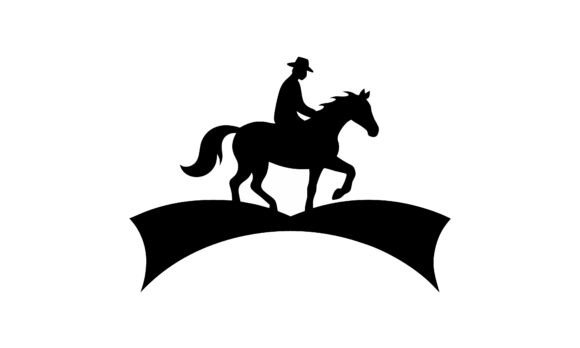 Cowboy Riding Horse Silhouette on Banner Review