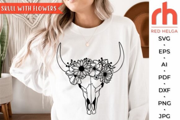 Floral Cow Skull SVG: A Boho Statement for Embroidery Projects