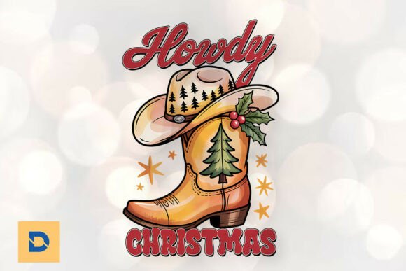 Howdy Christmas Cowboy Boot Festive PNG Review for Embroidery Projects