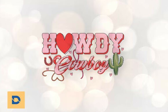 Howdy Cowboy Western Day Retro PNG for Real Embroidery Projects