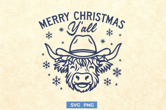 Merry Christmas Y’all SVG – Highland Cow