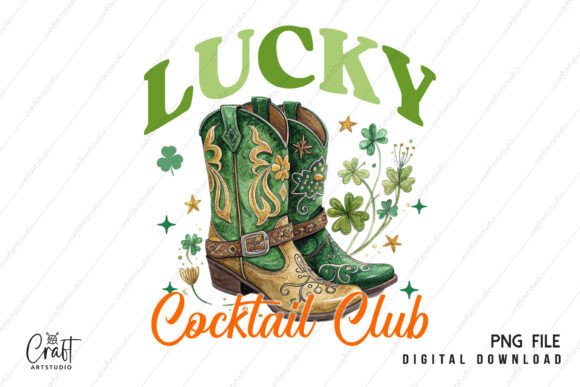 St. Patrick's Day Western Boot PNG for Embroidery Projects