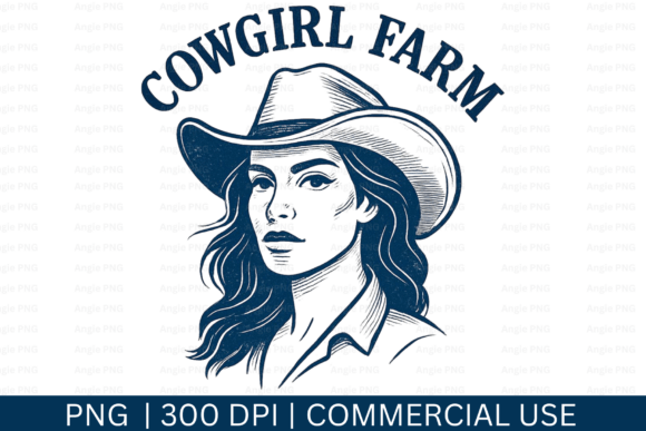 Western Cowgirl PNG for Embroidery Projects